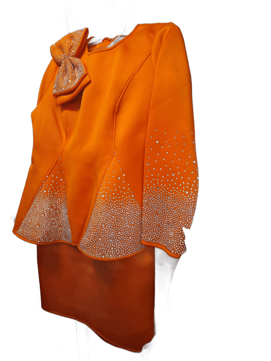 Orange Gold-Embroidered Hem Top (Style 02)