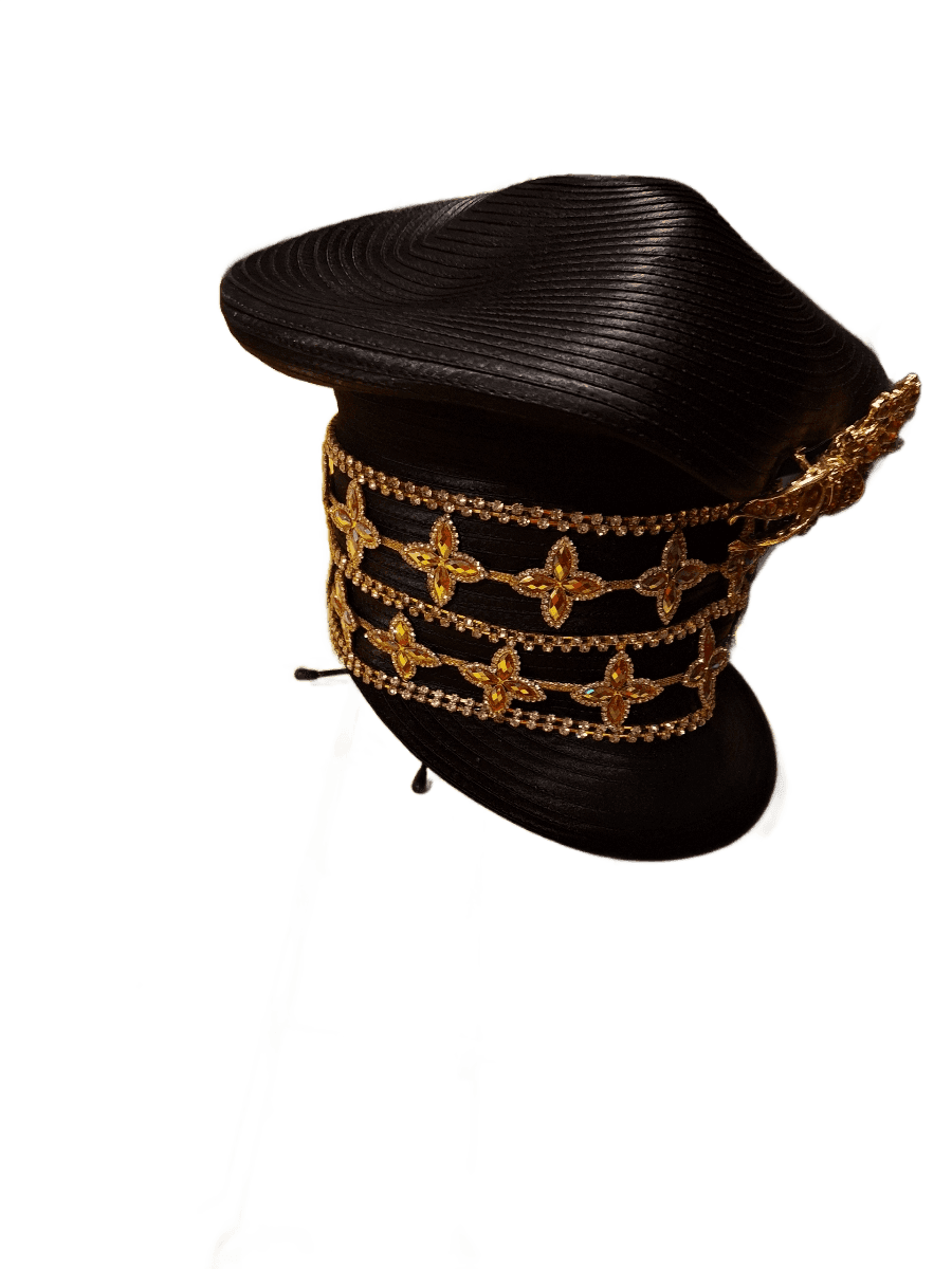Black Formal Hat with Gold Accent
