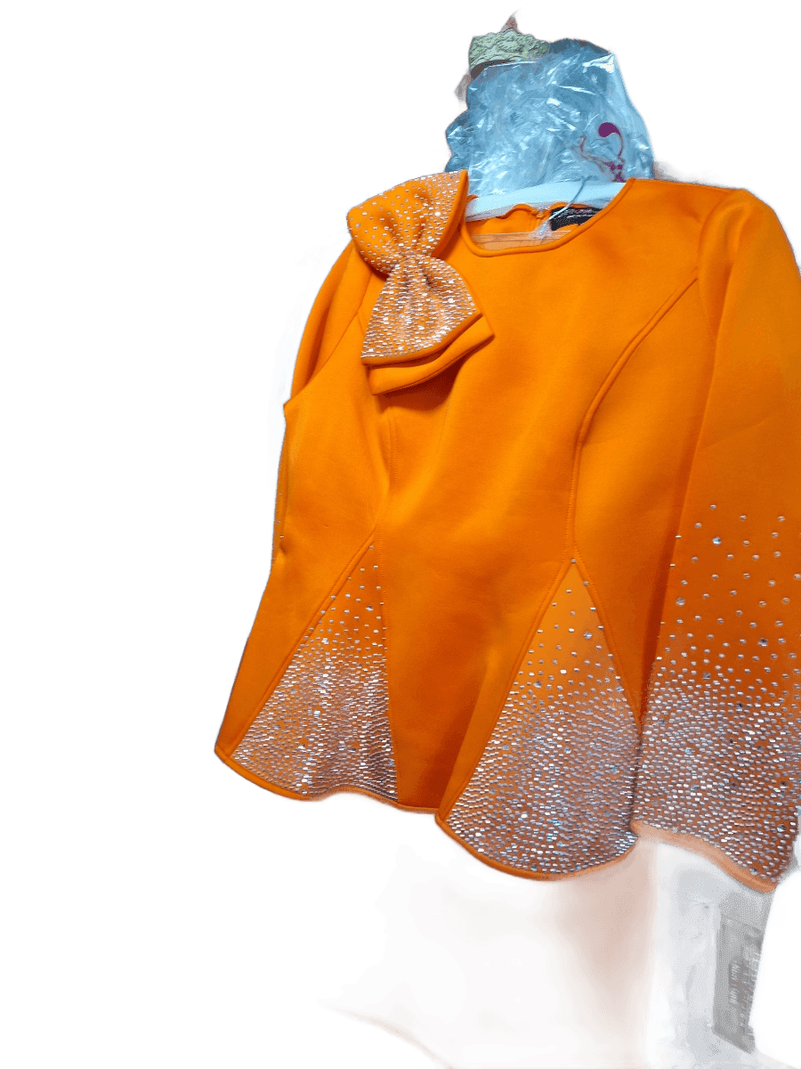 Orange Gold-Embroidered Hem Top (Style 01)