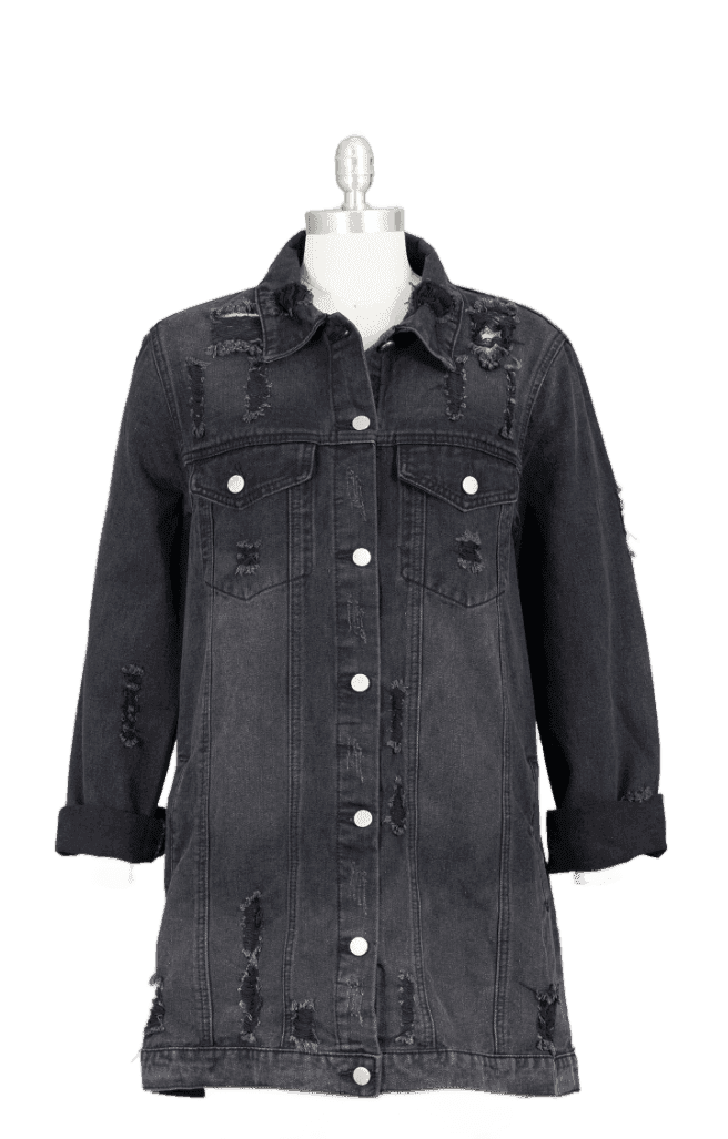 Black Denim Button-Down Jacket