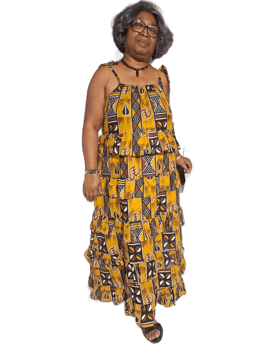 Yellow Ankara Tiered Maxi Dress