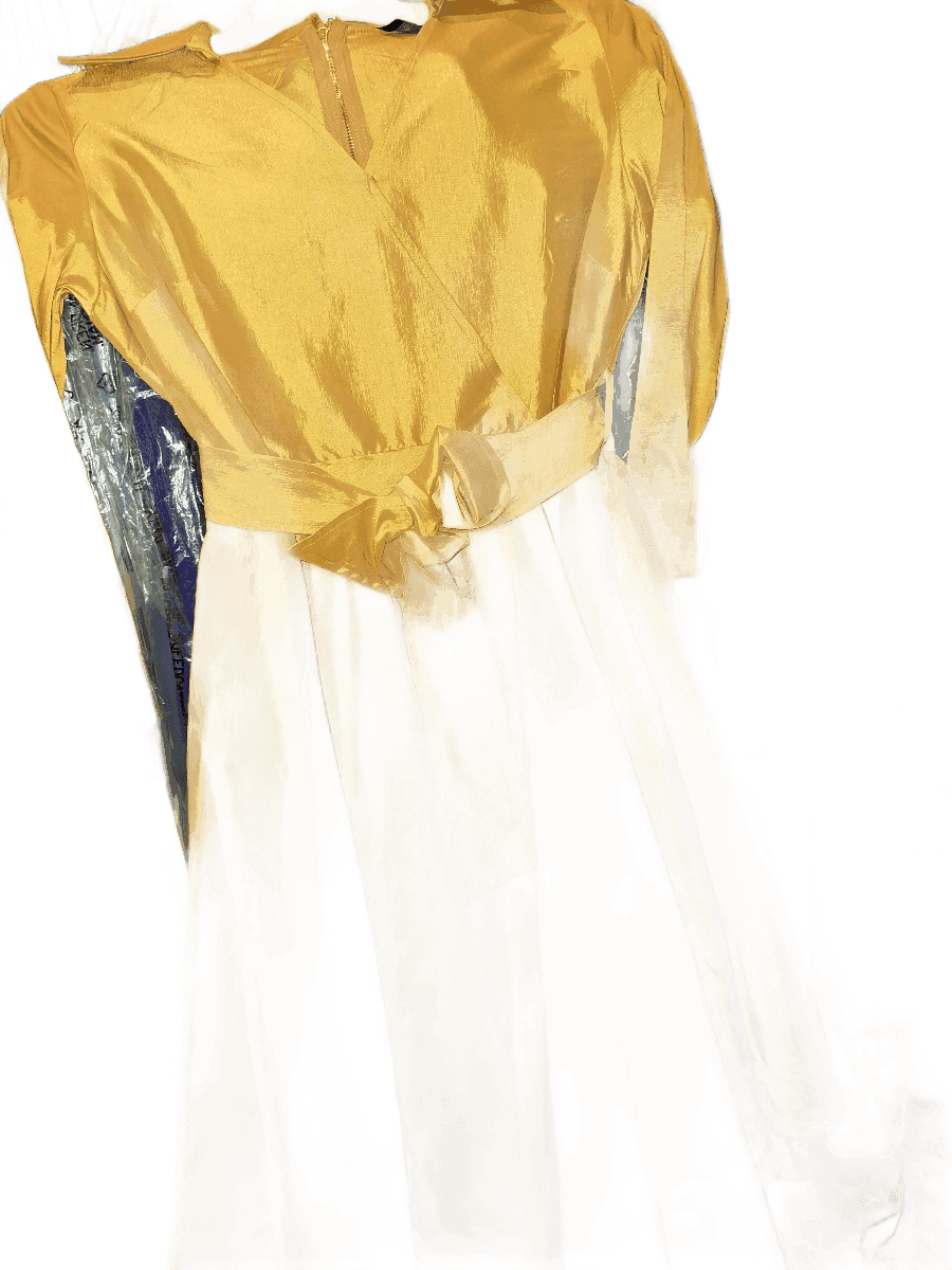 Yellow Satin Wrap Dress