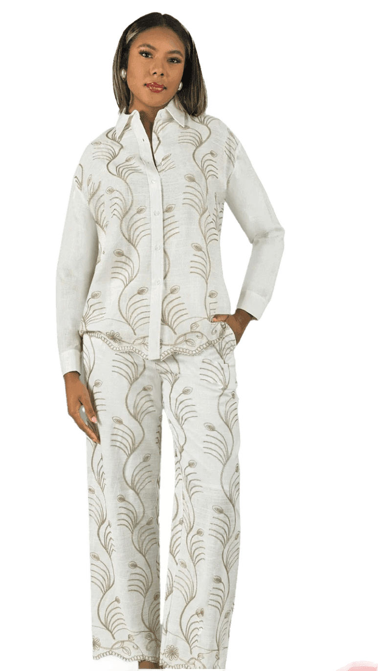 White Printed Tunic Pantsuit
