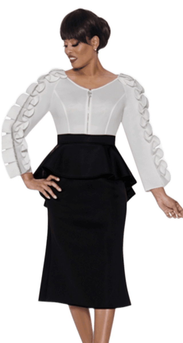 White Embellished Top & Black Pencil Skirt Set