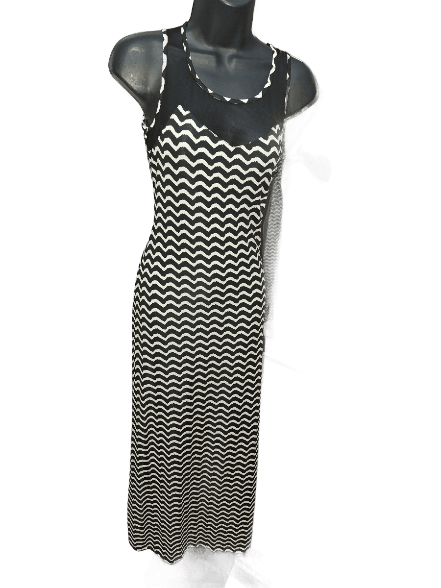 Black & White Chevron Sleeveless Maxi Dress
