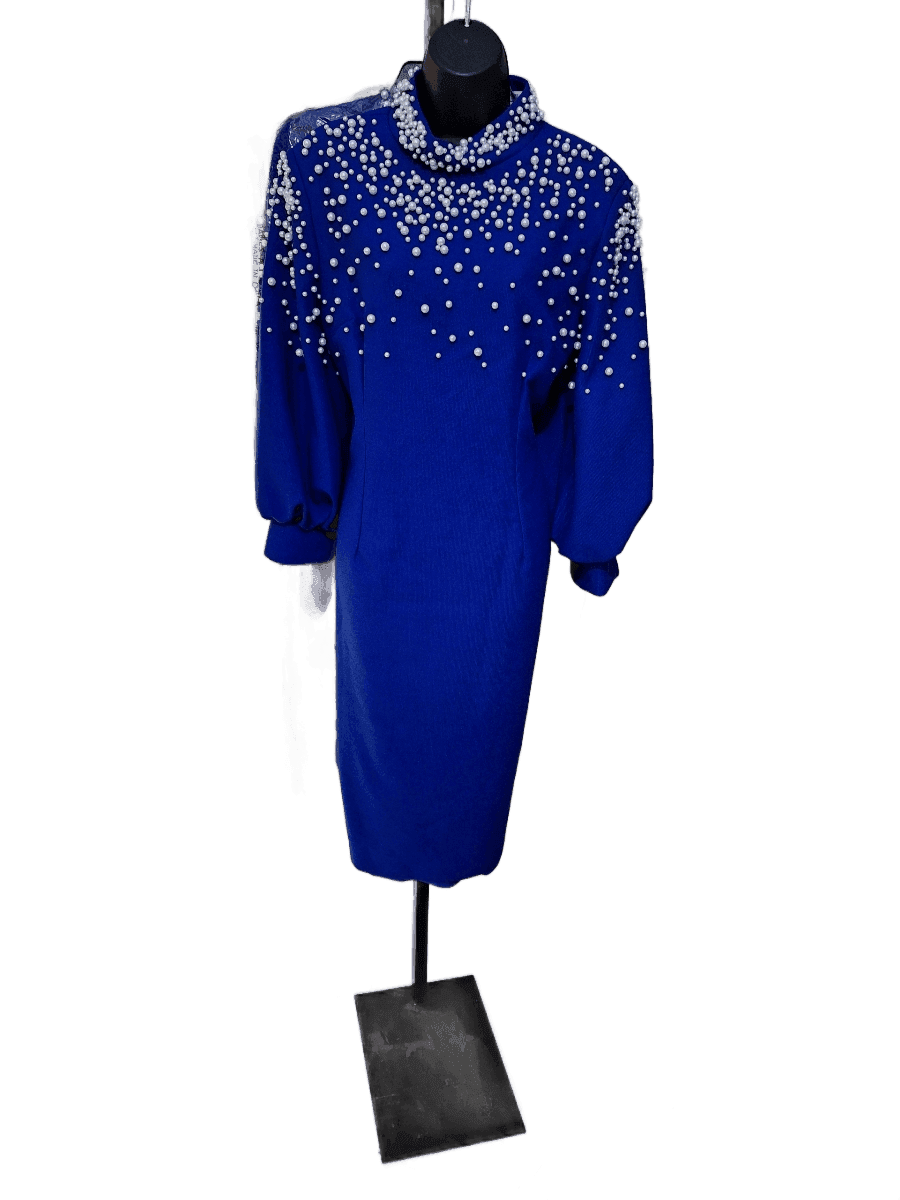 Royal Blue Rhinestone Sheath Dress