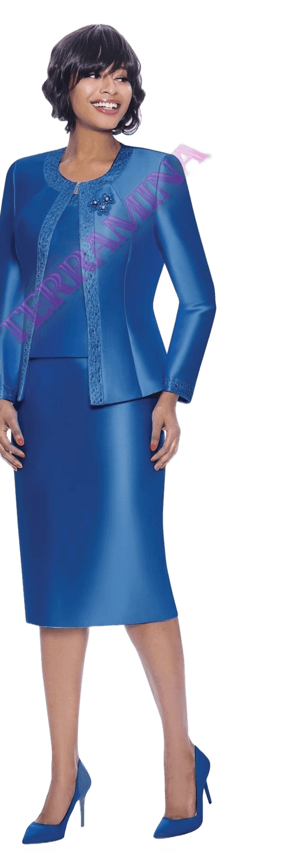 Royal Blue Embellished Peplum Suit