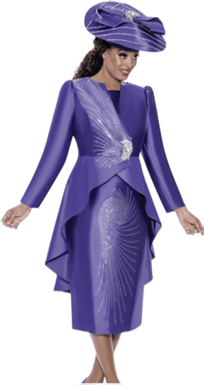 Purple Ruffle Peplum Suit with Hat